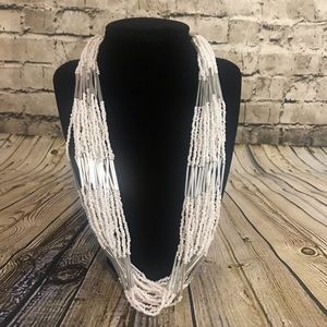 White & Silver Beaded Necklace